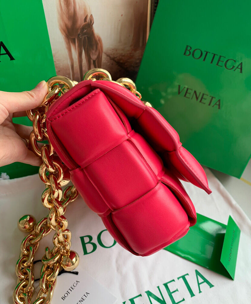 Bottega Veneta Chain Cassette Leather Cross Body Bag Red